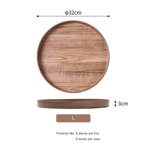 <b>Round</b> Shape Melamine Breakfast and Dinner Serving <b>Tray</b> Wooden Kitchen Items for Home Use - Product Image 3
