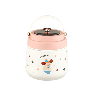 Lucky Mouse 316L Stainless Steel <b>Lunch</b> <b>Box</b> 1300ML <b>Insulated</b> Portable For Adults Round With Handle And Plastic Lid - Product Image 1