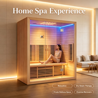 Cabine de sauna intérieure moderne en cèdre, verre 8 mm, infrarouge lointain avec éclairage d'ambiance LED