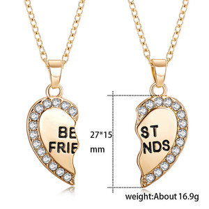 Collier unisexe 2 pièces, collier <span class=keywords><strong>pour</strong></span> femme avec pendentif en cristal en forme de cœur, collier avec inscription <span class=keywords><strong>pour</strong></span> meilleur ami, collier <span class=keywords><strong>pour</strong></span> couple, collier <span class=keywords><strong>d</strong></span>'amitié <span class=keywords><strong>pour</strong></span> homme - Product Image 4