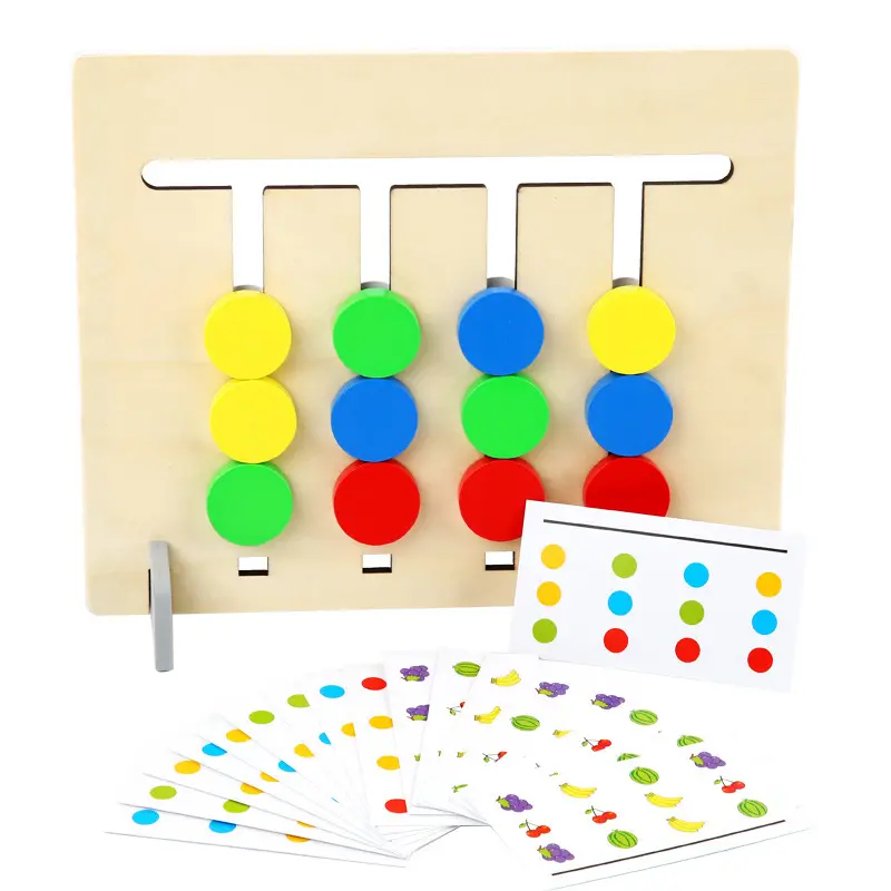 Gioco di logica animale di frutta a quattro colori a doppia faccia in legno Montessori illuminismo sussidi didattici giocattoli educativi per bambini