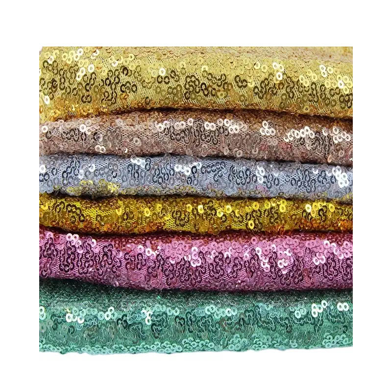 Multicolored Textile Sequin Fabric Polyester Satin Fabric With Shiny Sequin Fabric DressためWhole Sale