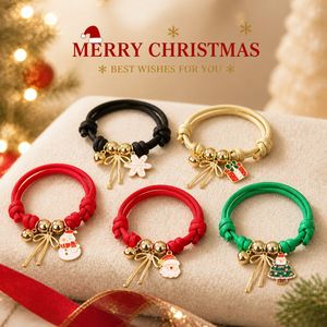 Braccialetto con Ciondolo Natalizio a Forma di Babbo Natale in Stile Cartoon, Cordino Intrecciato Regolabile, Gioiello di Lusso Leggero per le Festività - Product Image 6