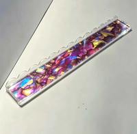 Poussoir de Mahjong en Acrylique Violet Irisé de 20 Pouces avec Bord Festonné en Éventail, Support de Tuiles Personnalisable pour Soirée Jeu