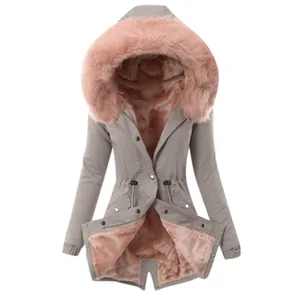 Manteau d'hiver chaud pour femmes doublé de <span class=keywords><strong>polaire</strong></span> <span class=keywords><strong>Parka</strong></span> avec capuche en fourrure Veste d'hiver chaude pour femmes Veste chaude pour femmes - Product Image 1