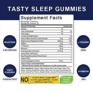 Gummies végétariennes bio personnalisées OEM <span class=keywords><strong>pour</strong></span> le sommeil, vitamines à la mélatonine <span class=keywords><strong>pour</strong></span> améliorer le sommeil, gummies à la <span class=keywords><strong>vitamine</strong></span> B6 - Product Image 6