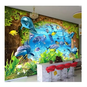 <span class=keywords><strong>Papier</strong></span> <span class=keywords><strong>peint</strong></span> mural floral du monde sous-marin personnalisé décor d'<span class=keywords><strong>aquarium</strong></span> de dauphin de poisson sous-marin étanche pour le salon - Product Image 4
