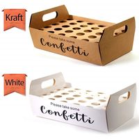 Supports coniques en papier kraft brun alvéolé avec boîte de présentation et poignée découpée pour pop-corn, snacks et cadeaux de fête