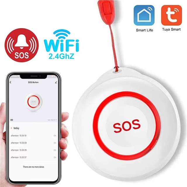 SINGCALL Tuya WiFi Smart Home SOS Emergency Button Alarm for Handicapped Caregiver Pager Wireless Nurse Alert System for Elderly