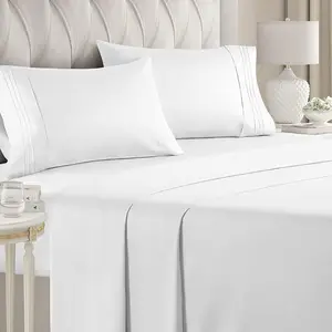 luxury king size cream white bamboo Cooling Bed Sheets Set with Envelope Pillowcase Fitted Sheets Flat Sheets