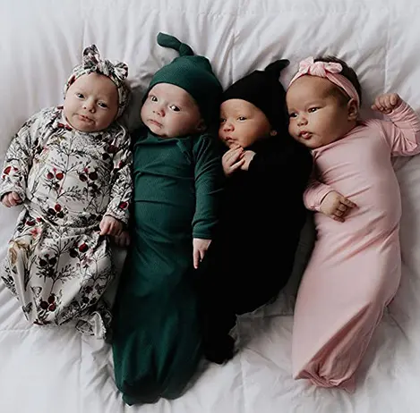 Pasgeboren Jersey Rayon Nachtkleding Lange Mouw Baby Slaapzak Custom Baby Slapen Geknoopt Gown Kreuken Gaas Baby Sleep Gown