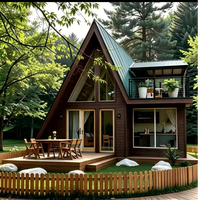 Maison en bois modulaire préfabriquée à double étage en forme de A, sur mesure, fabriquée en usine