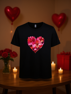 T-shirt da donna con stampa a cuore di San Valentino, 100% cotone, girocollo, casual, a maniche corte, primavera estate, tessuto jersey con stampa digitale - Product Image 2