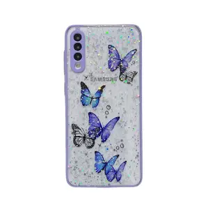 Fashion epoxy Design Glitter butterfly Girls phone case Protect cover for Samsung Galaxy S22plus S21ultra S20FE A53 A13 A02S A72