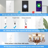 US/EU Sakelar Lampu Peredup Sentuh WiFi Cerdas Tuya Aplikasi Kehidupan Pintar Pengatur Waktu Nirkabel Remote Control dengan Alexa Google Home