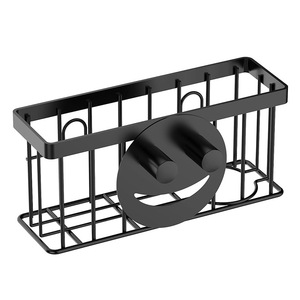 Support éponge Smiley Face noir 1 niveau séchage rapide sans perçage pour évier de cuisine - Product Image 5