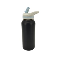 Bouteille d'eau isotherme en acier inoxydable de 32 oz avec couvercle à paille breveté, sérigraphiée – Cadeaux promotionnels haut de gamme