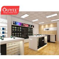 Idées de décoration intérieure pour magasin de téléphonie mobile, matériaux en bois MDF et métal, garantie de 3 ans, magasins d'électronique, marque OUYEE