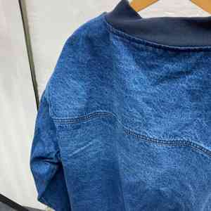 Jaket Denim wanita lengan penuh, mantel Denim longgar kasual mode Vintage lengan penuh pas badan biru denim wanita kualitas tinggi - Product Image 4