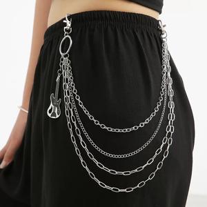 Cadena de cinturón unisex de aleación de zinc con colgante de guitarra multicapa, cadena de moda para uso casual - Product Image 1