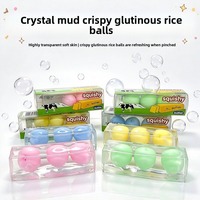 Jouet Squishy Tangyuan au Beurre Croustillant, Balle à Presser Remplie de Vaseline et Huile de Coco, Jouet de Décompression en Forme de Boule de Riz, Anti-Stress, Boîte Transparente