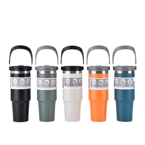 Vaso térmico personalizado de acero inoxidable de doble pared de 30 oz con pajita, aislamiento al vacío a prueba de fugas para café y fiestas - Venta al por mayor - Product Image 1