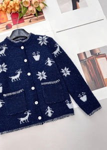 Cárdigan de punto festivo de invierno para mujer, suéter con botones y estampado de renos y copos de nieve, con bolsillos, ropa exterior informal y acogedora - Product Image 6