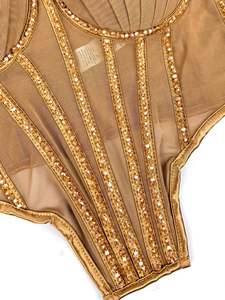 صدرية نسائية مثيرة بتصميم شبكي على شكل كاميسول مع حشوة للصدر ودعامات على شكل عظمة السمكة، ملابس داخلية مريحة - Product Image 4