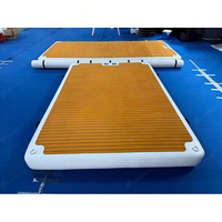Plateforme flottante gonflable Drop Stitch robuste avec tapis en EVA imitation teck pour protection d'amarrage de yacht et jet ski