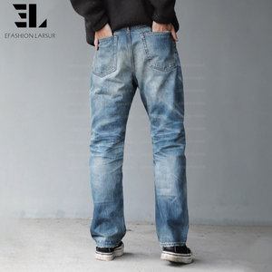 Pantalons en denim LARSUR Custom Denim Factory, denim selvedge vintage délavé de qualité supérieure, coupe droite, style <span class=keywords><strong>japonais</strong></span>, jeans de récupération pour hommes - Product Image 4