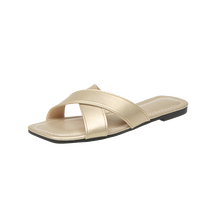 Sandales plates à brides croisées pour femmes, bout carré, en similicuir multicolore, antidérapantes, décontractées, pour la plage et les vacances, vente en gros personnalisée