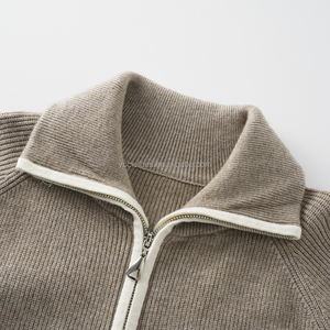 Cárdigan Casual para Mujer, Nuevo, Color Sólido, Lana/Cachemira, Cuello Camisero, Cierre de Cremallera, Conjunto de Suéter Tejido - Product Image 6