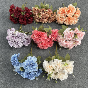 Bouquet de 7 œillets artificiels en soie, décorations de mariage réalistes - Product Image 1