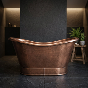 Baignoire autoportante ovale de luxe en cuivre antique à pattes, style classique marron, pour adultes, artisanat indien, CH-799, avec couvercle - Product Image 2