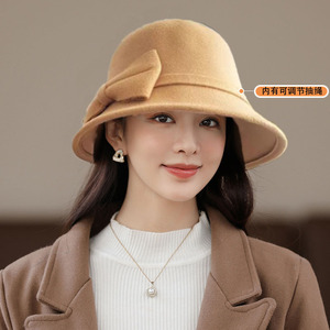 Chapeau Fedora Trilby Vintage en Feutre de Laine avec Nœud pour Femme et Fille – Collection Hiver - Product Image 3