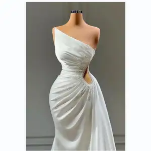 Gaun pengantin seksi, satu bahu gaun pengantin putri duyung, gaun malam pernikahan ukuran besar MW496