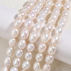 Perlas de Agua Dulce Naturales Blancas de 10 mm, Forma de Arroz, Grano Grande, Semi-Acabadas, para Joyería, Collares y Pendientes, Venta al Por Mayor - Product Image 4