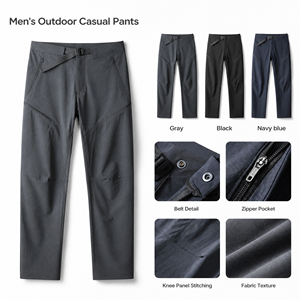 Men's Summer Lightweight Casual Pants Waterproof Breathable Straight Leg <strong>Trousers</strong> 3D Tailoring Elastic Mid <strong>Side</strong> <strong>Zip</strong> Colored - Product Image 1