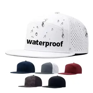 HM Fashion laser cut hole melin performance waterproofing snapback hat custom 6 panel style Rubber Patch caps