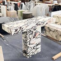 Table console moderne en marbre Calacatta Viola, table console de luxe en forme de T pour l'entrée du couloir, décoration pour la maison et l'hôtel