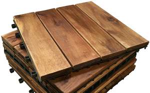 Azulejo de cubierta de madera de acacia-4 listones azulejo de cubierta de madera entrelazada para decoración del hogar en entrada de balcón y Paisajismo de jardín - Product Image 6