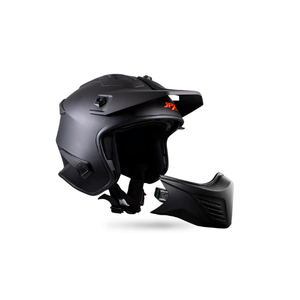 Casco modular integral JPX MX 726 R en negro azabache y rojo mate diseñado para brindar comodidad, durabilidad y una aventura elegante en motocicleta. - Product Image 1