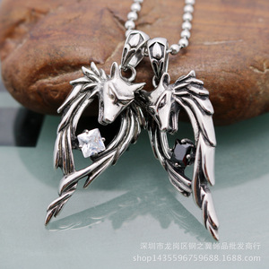 Collier pendentif loup Yunnique en acier inoxydable, motif griffe du zodiaque, serti de diamants blancs, bijou cadeau - Product Image 5