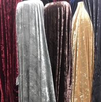 Tela de terciopelo polyester spandex stretch curshed coréen glace de velours tissu élastique tricoté velours robe tissu