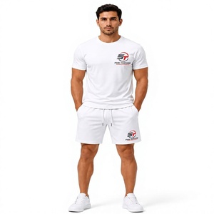 Ensemble de t-shirts en coton blanc pour homme, col rond, uni, décontracté, respirant, manches courtes avec impression de logo, vêtements d'été - Product Image 1