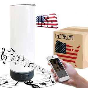 Botellas de Agua Inteligentes Negras de 20 oz, Reproductor de Música Inalámbrico, Sublimación, Vaso Recto con Altavoz - Product Image 1