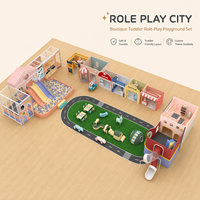 Aire de jeux intérieure Role Play City avec toboggan souple et piscine à balles pour café pour enfants et école maternelle