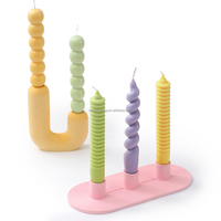Nicole Handmade 3D Ball Twisted Long Shape Rotations schraube Rod Candlelight Dinner Candle Making Große Silikon kerzen form