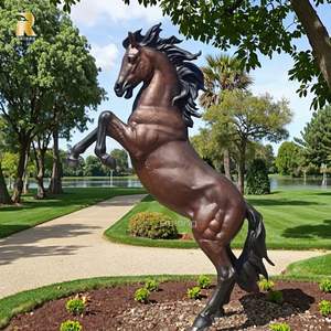 Buitenpark Tuin Gazon Decoratie Levensgroot Koper Bronzen Springend Paard Standbeeld - Product Image 2