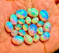Opale de feu éthiopienne Welo Rainbow Fire, 100 pièces, cabochons naturels en vrac, qualité authentique, certifiée, taille brillante